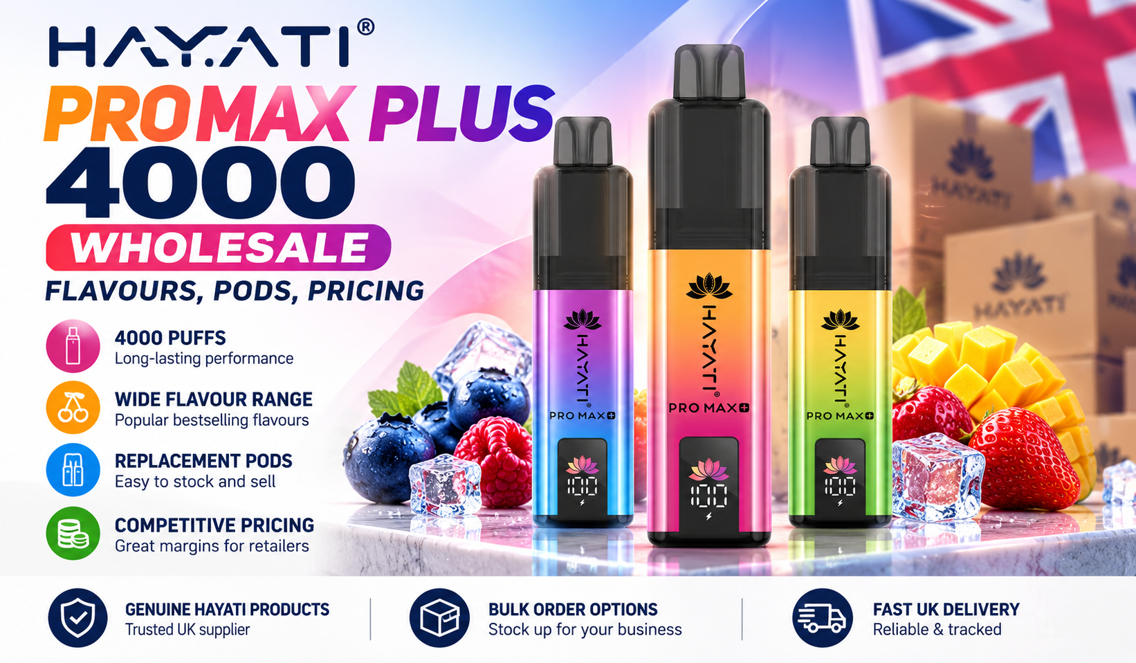Hayati Pro Max Plus 4000 Prefilled Pod Kit Wholesale: Flavours, Pods and Pricing