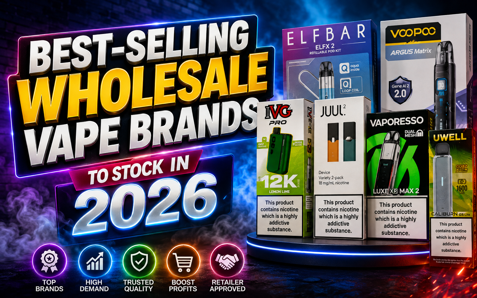 Best-Selling Wholesale Vape Brands to Stock in 2026