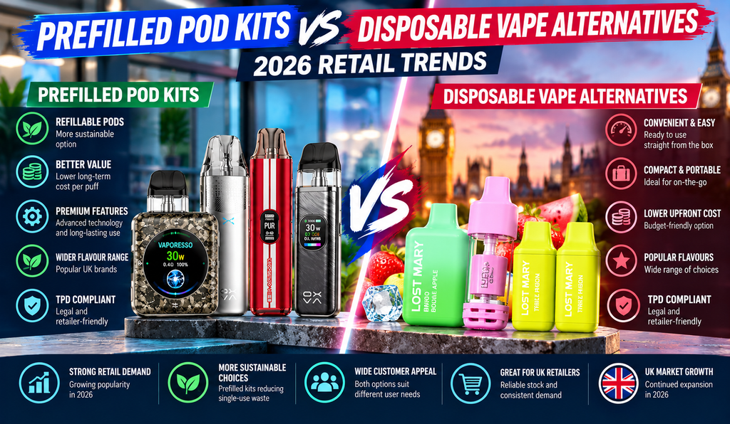 Prefilled Pod Kits vs Disposable Vape Alternatives: 2026 Retail Trends